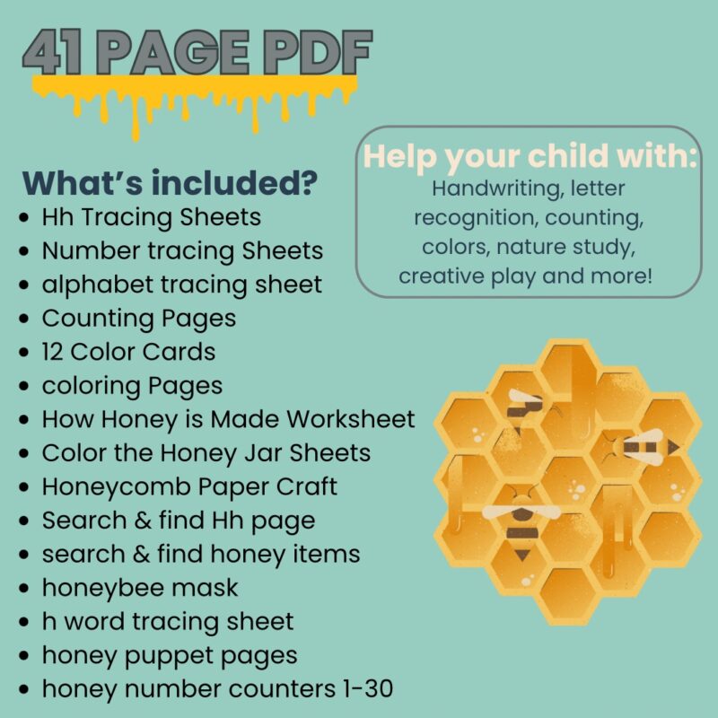 H is for Honey Preschool Activity Bundle - Image 4