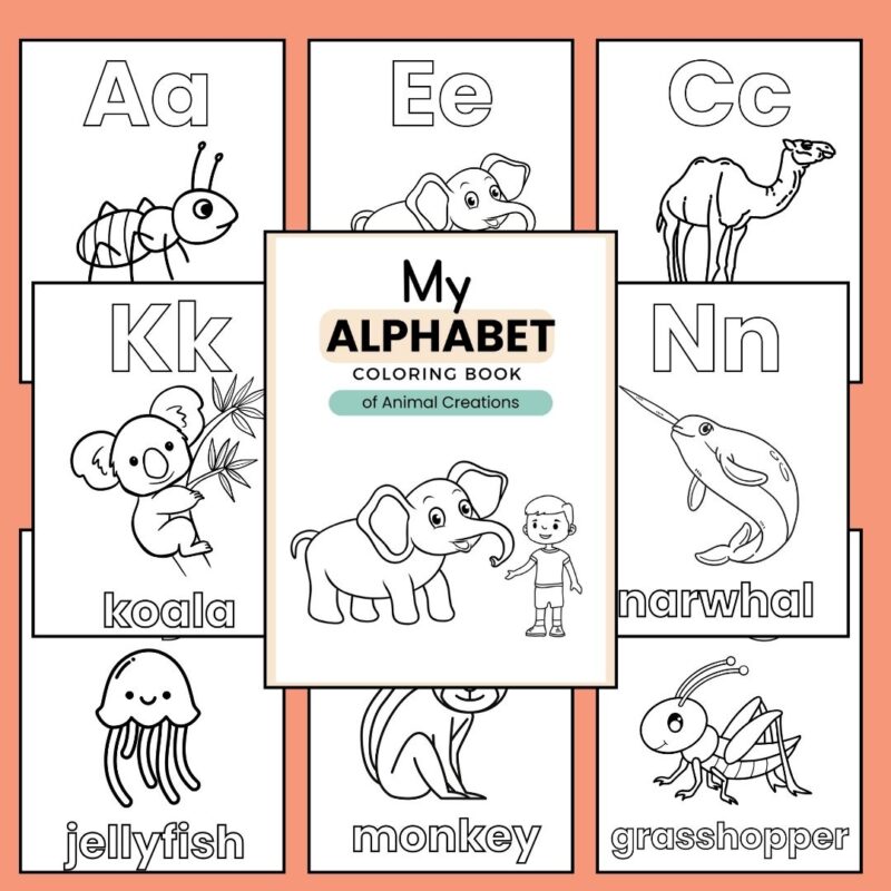 My Alphabet Coloring Book of Animal Creations for Beginners