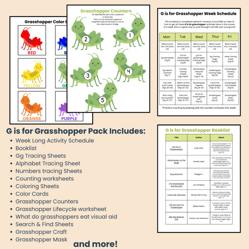 G is for Grasshopper Preschool Activity Bundle - Image 2