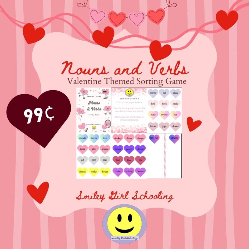 Nouns and Verbs Sort (Valentine Theme)