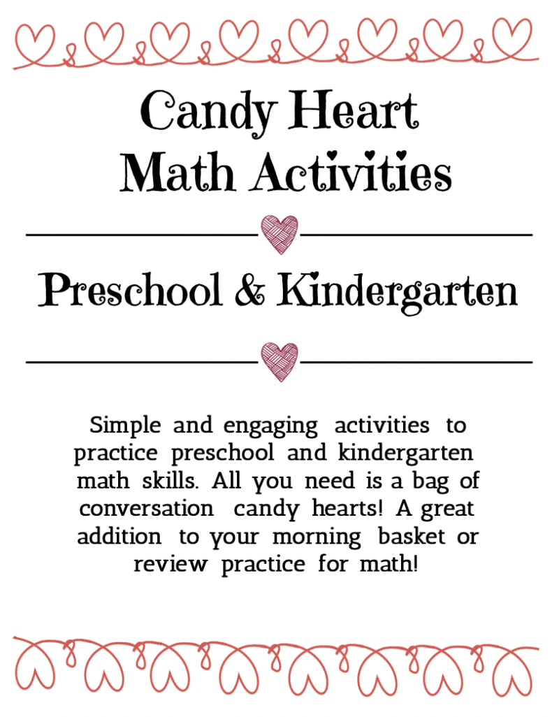 Valentine Candy Heart Preschool and Kindergarten Math Activity Bundle