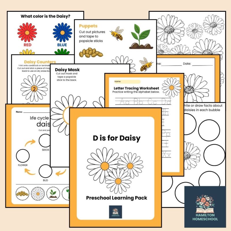 D is for Daisy Preschool Learning Pack