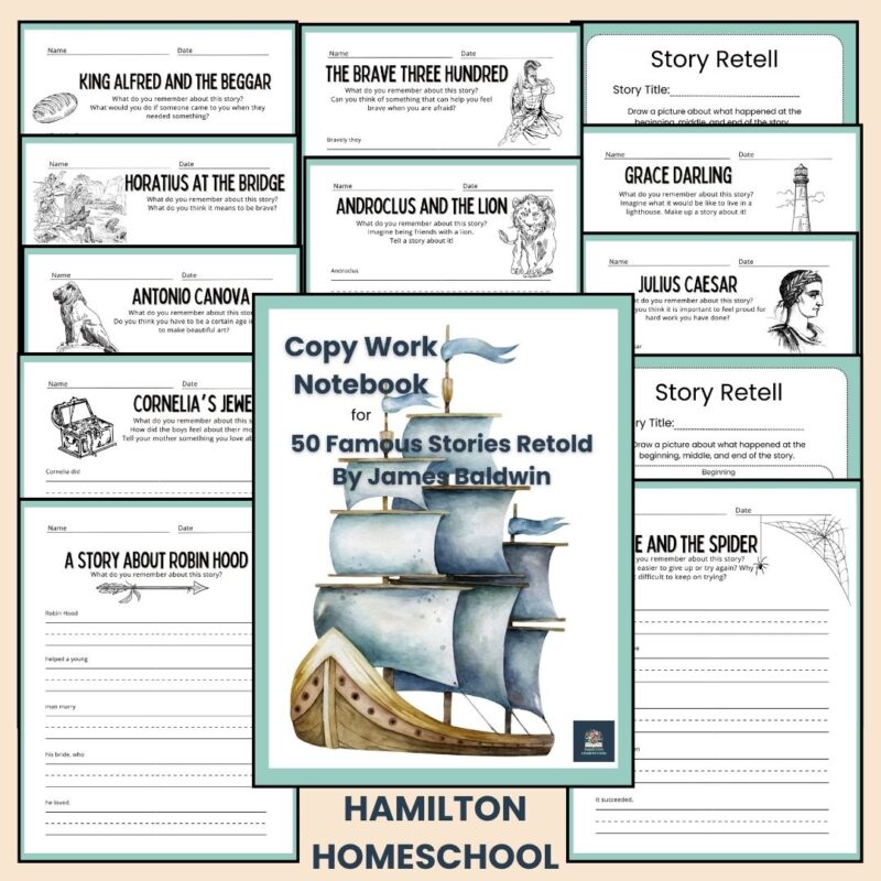 50 Famous Stories Retold Copy-Work Notebook