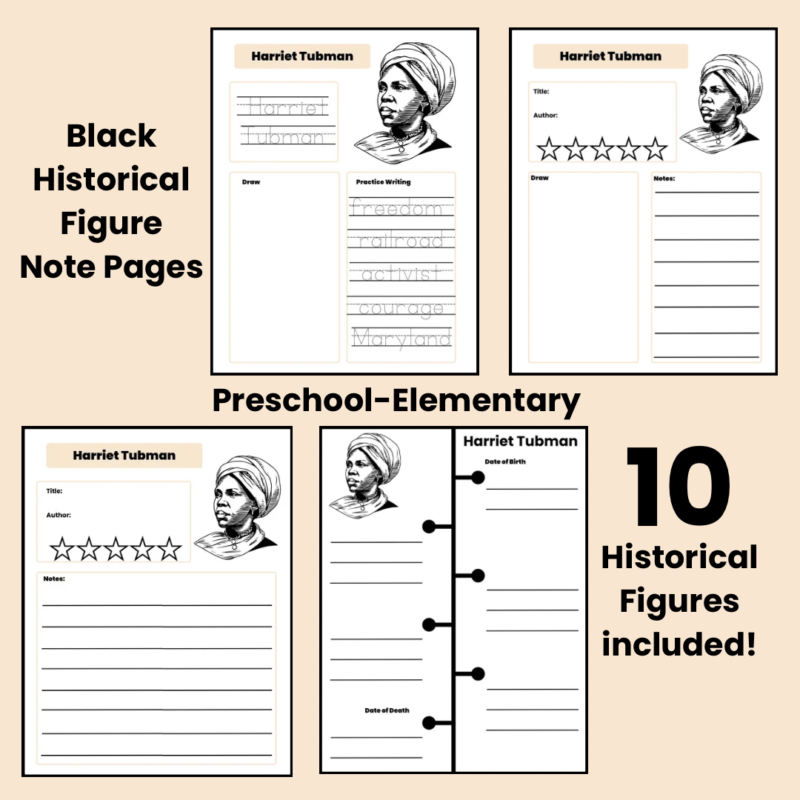 Black History Note Pages Black Historical Figures