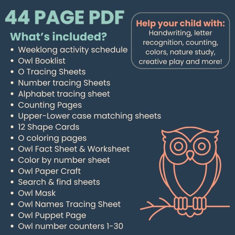 O is for Owl Preschool Activity Sheet Bundle - Image 4