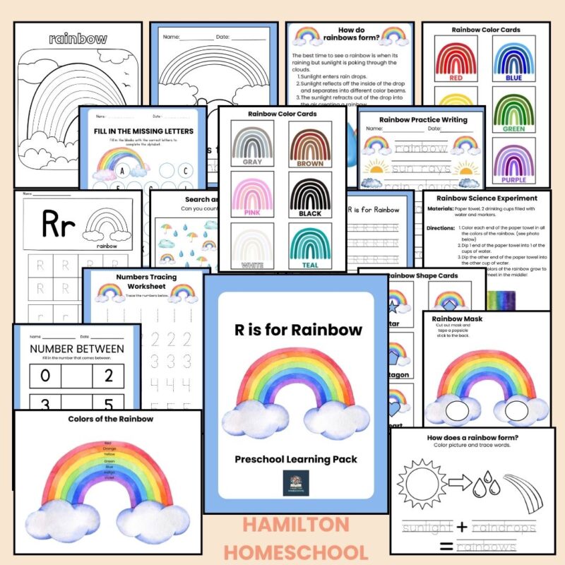 R is for Rainbow Preschool Activity Page Bundle R Week Curriculum