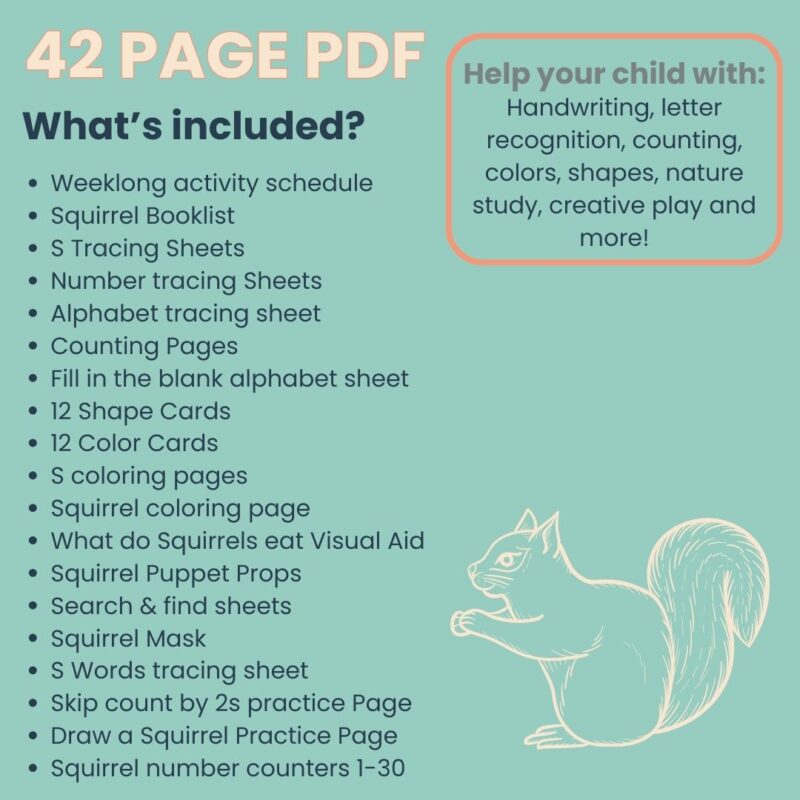 S is for Squirrel Preschool Activity Bundle Backyard Nature - Image 2