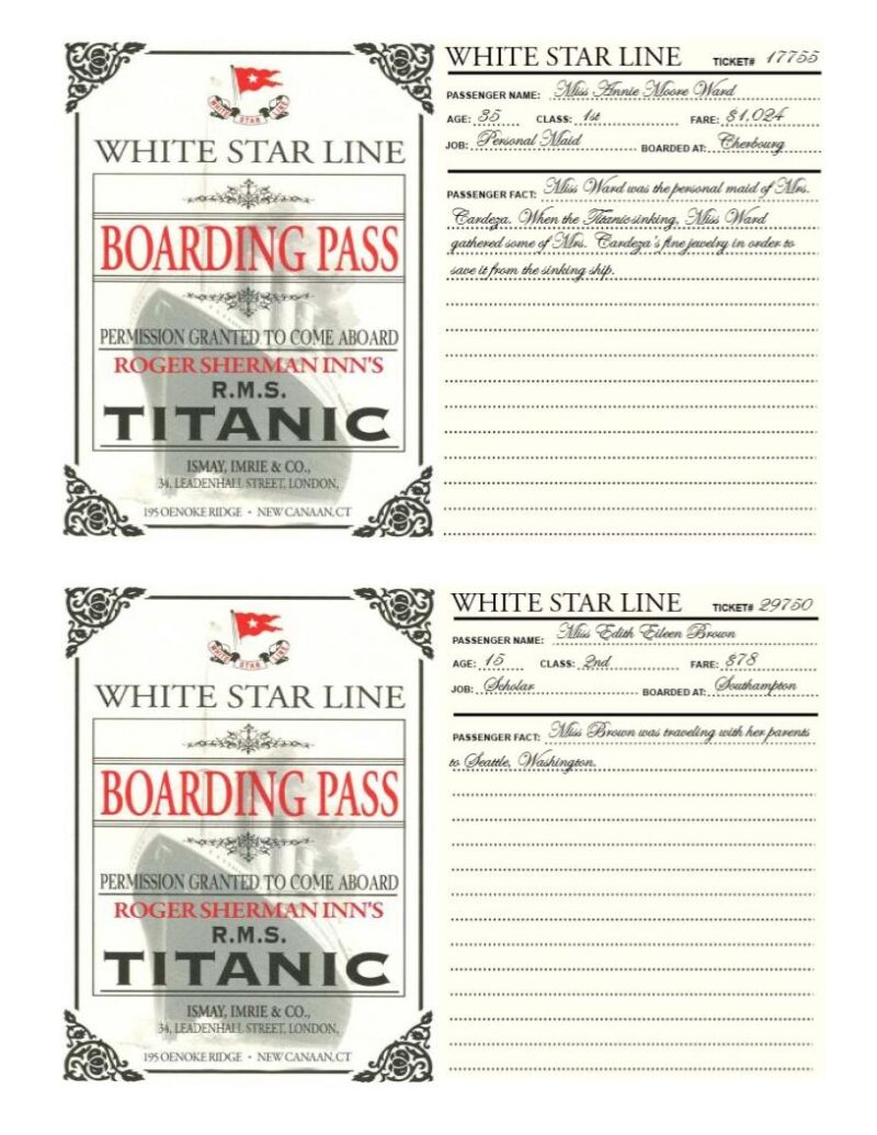 Titanic Passenger Boarding Passes