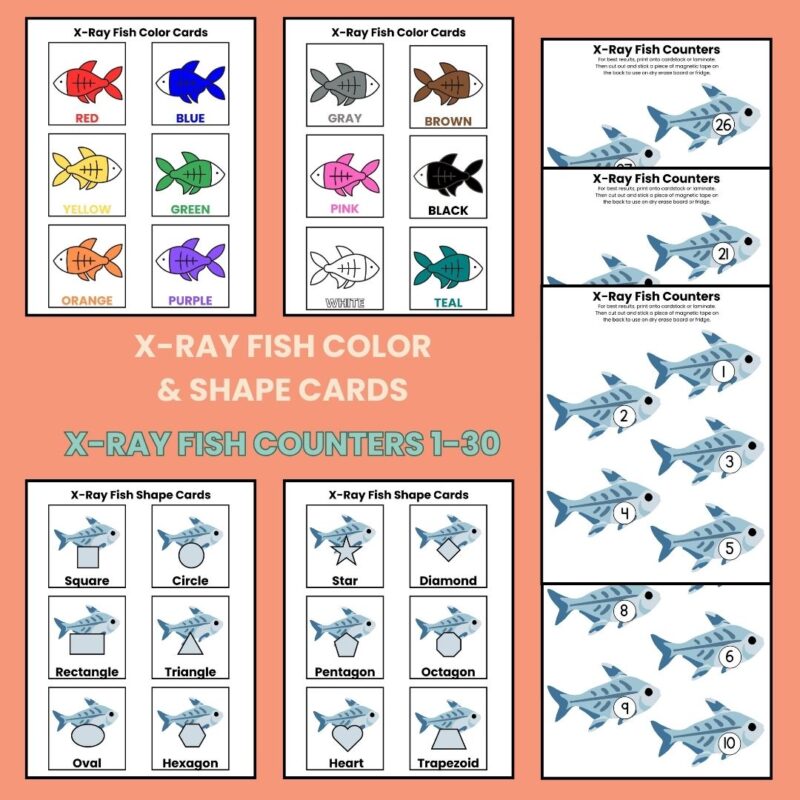 X is for X-Ray Fish Preschool Kindergarten Activity Sheets Bundle Letter X Week - Image 2