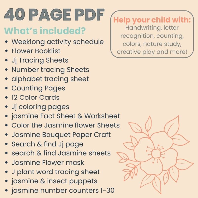 J is for Jasmine Preschool Activity Bundle - Image 5