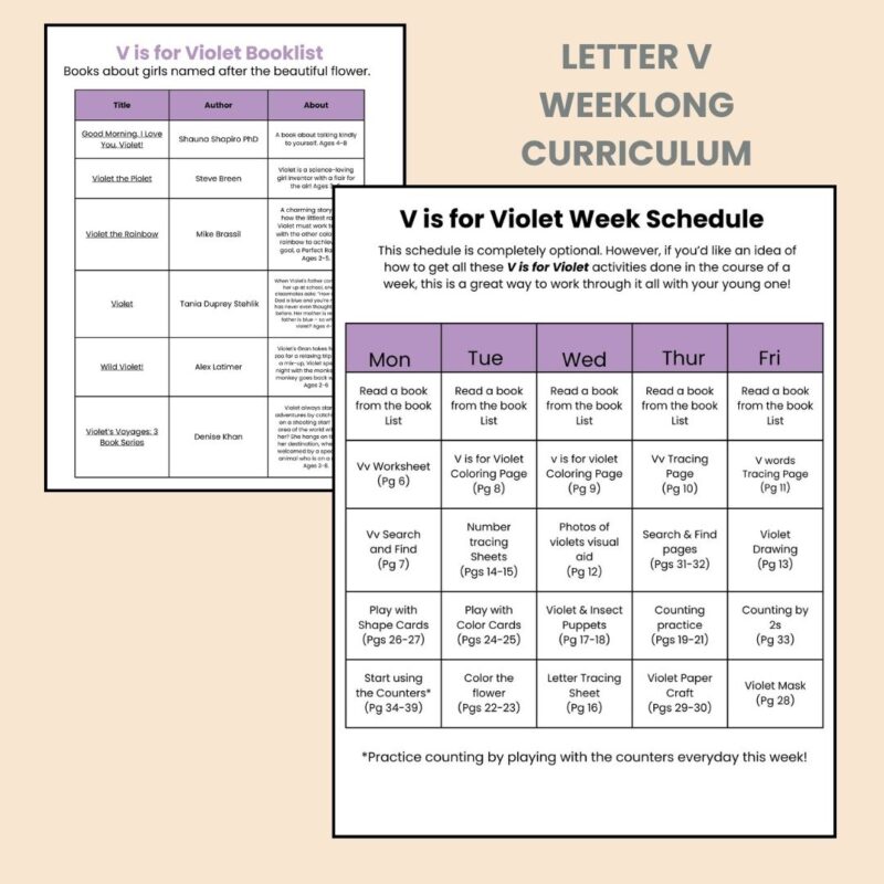 V is for Violet Preschool Activity Bundle Kindergarten Lesson - Image 3