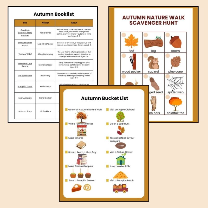 Autumn Preschool Activity Sheets Bundle Fall Pre-K Kindergarten Worksheets - Image 4