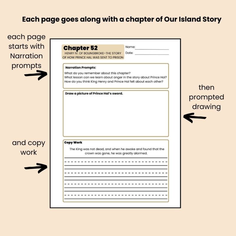 Our Island Story Workbook Ambleside Online Year 2 An Island Story History Worksheets Copy Work - Image 4