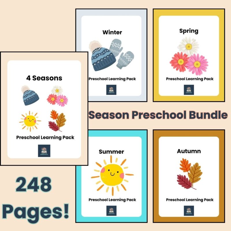 Seasons Preschool Worksheets Mega Bundle 4 Seasons Activity Sheets Winter Spring Summer Fall Autumn