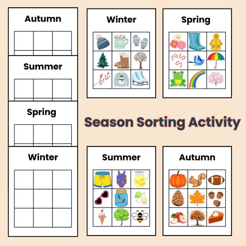 Seasons Preschool Worksheets Mega Bundle 4 Seasons Activity Sheets Winter Spring Summer Fall Autumn - Image 3