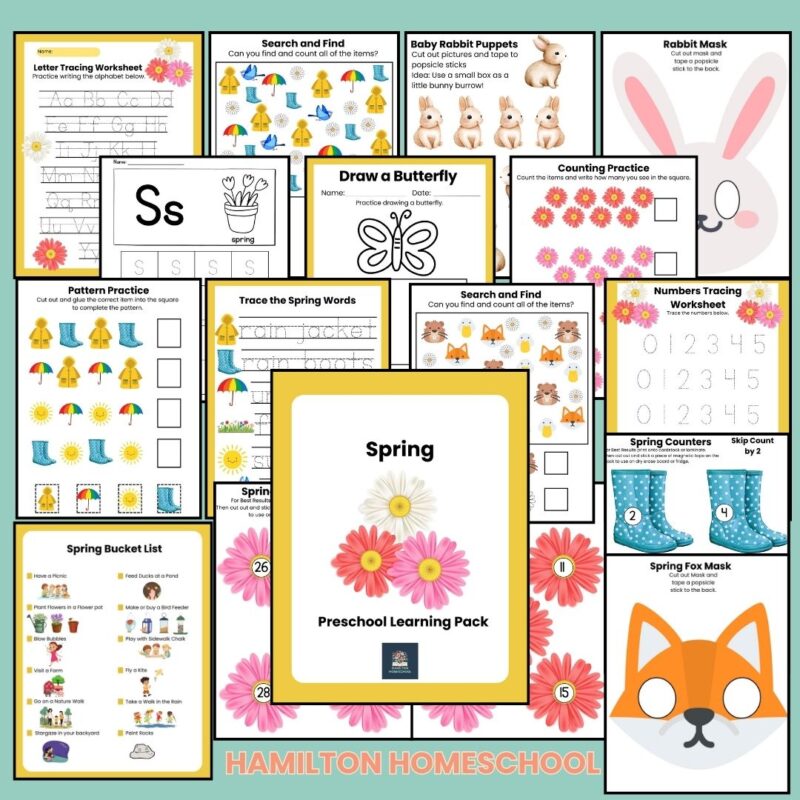 Spring Preschool Activity Sheets Bundle Pre K Kindergarten Activities