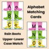 Rain Boot Alphabet Match Game Preschool Kindergarten ABC Matching Cards Activity Spring