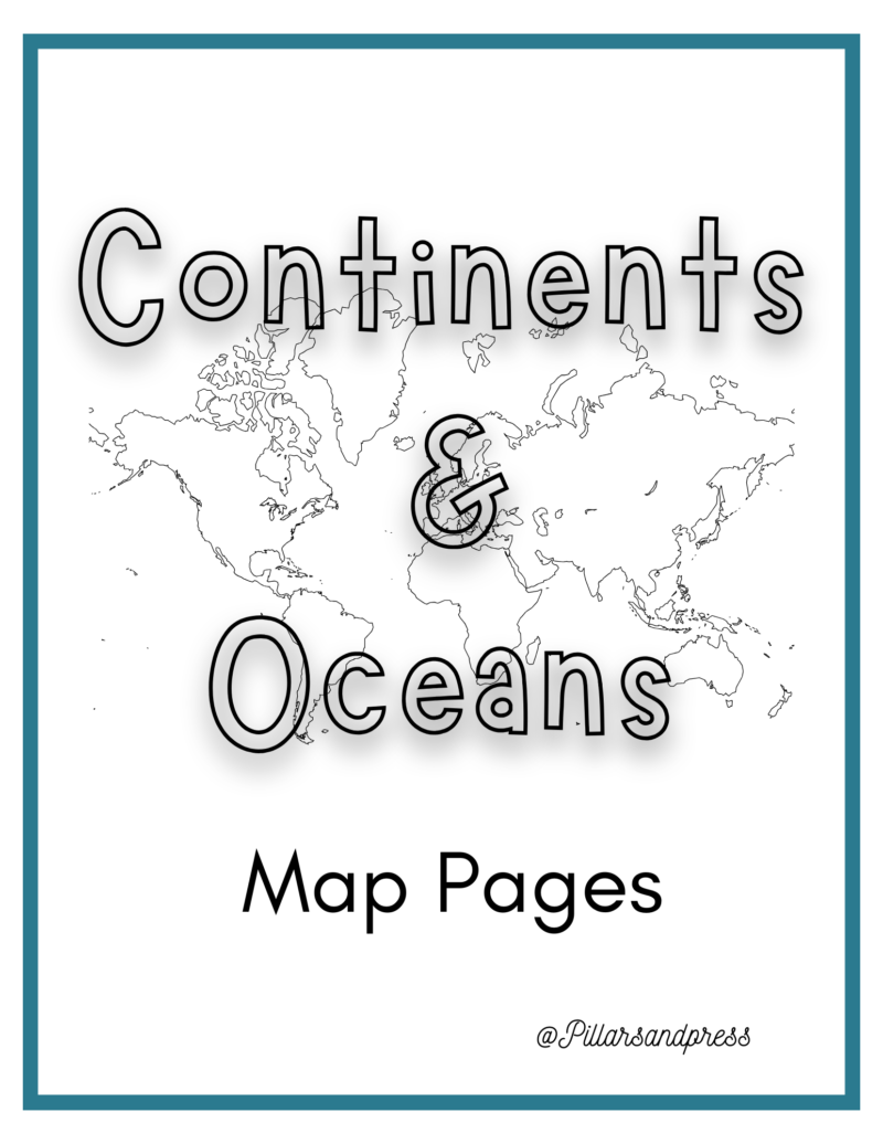 Continents and Oceans Map Coloring Pages