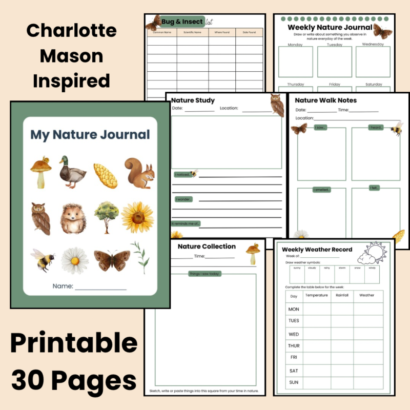 Printable Nature Journal For Kids Charlotte Mason Inspired