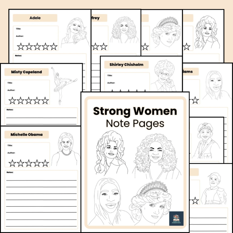 Strong Women Note Pages Influential Women in History