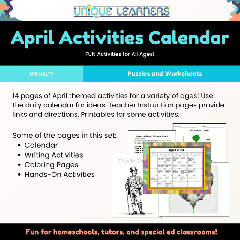 April Activities Calendar Details