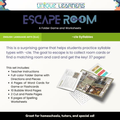 Escape Room Phonics Folder Game Details