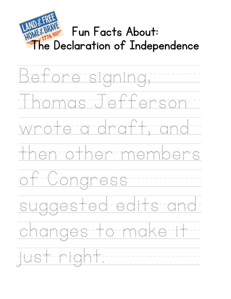 Fun Facts Copywork - Declaration of Independence - Image 2