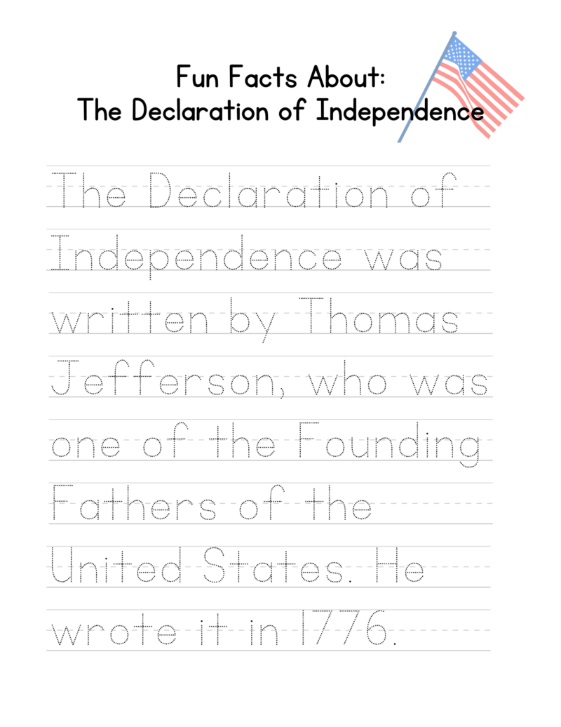 Fun Facts Copywork - Declaration of Independence