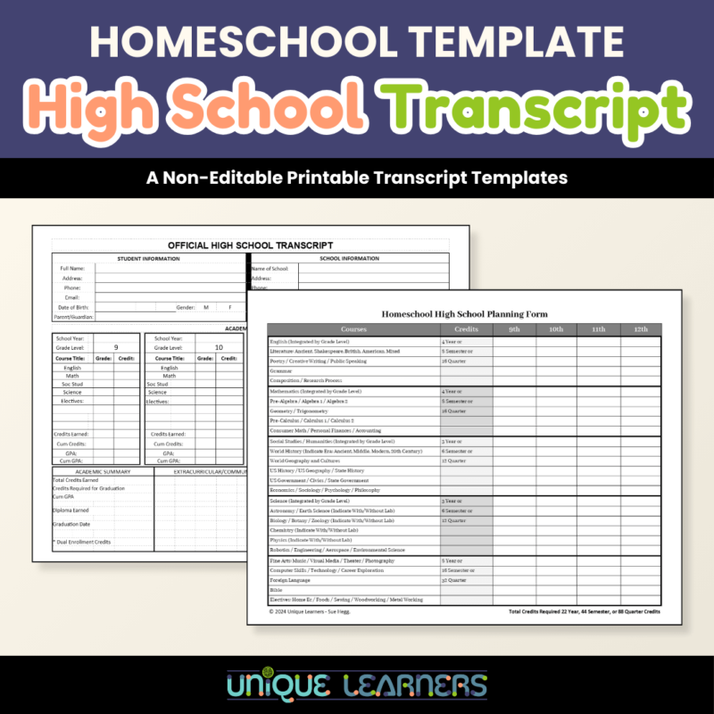 Homeschool High School Transcript Cover Image