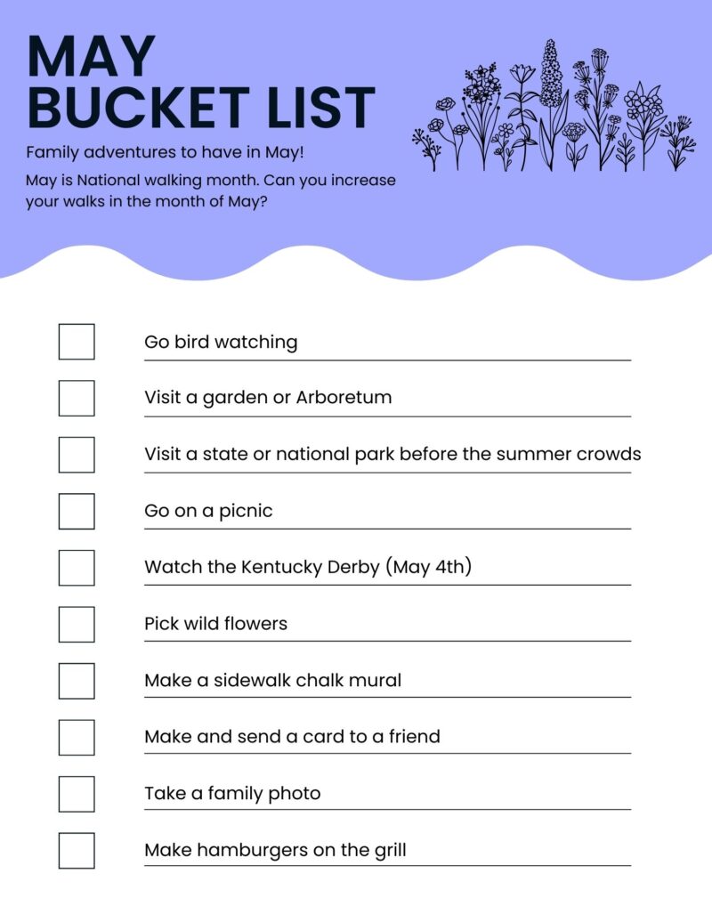 May Family Bucket List