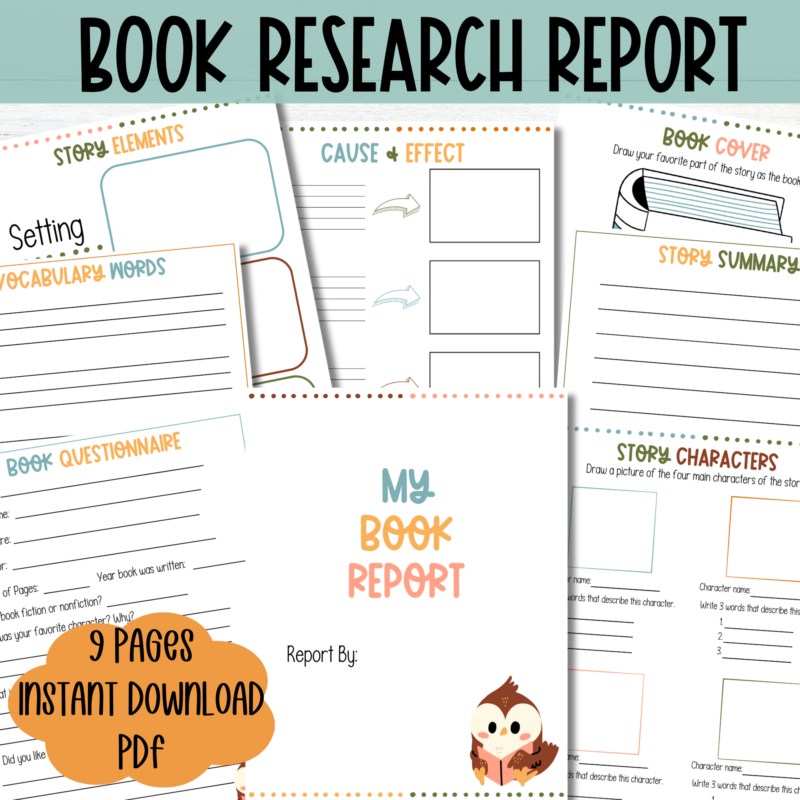 Book Report Printable Book Research