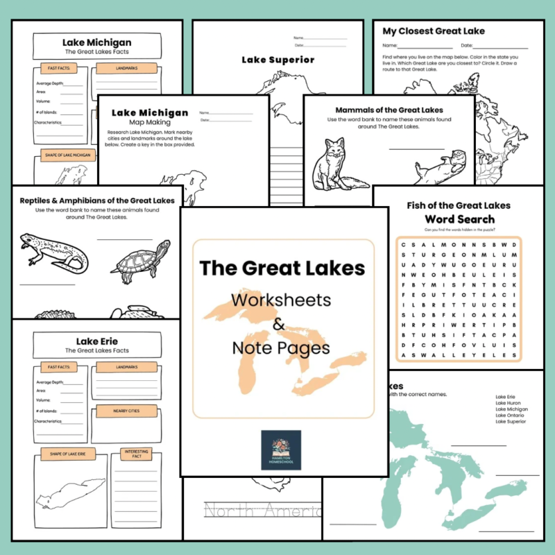 Great Lakes Worksheets and Note Pages Family Learning Resource