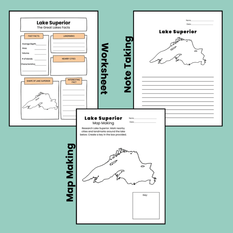 Great Lakes Worksheets and Note Pages Family Learning Resource - Image 2