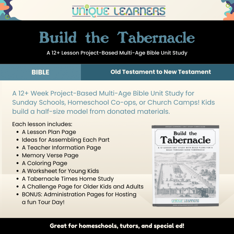 Build The Tabernacle | 12 Week Unit Study Curriculum Description Details