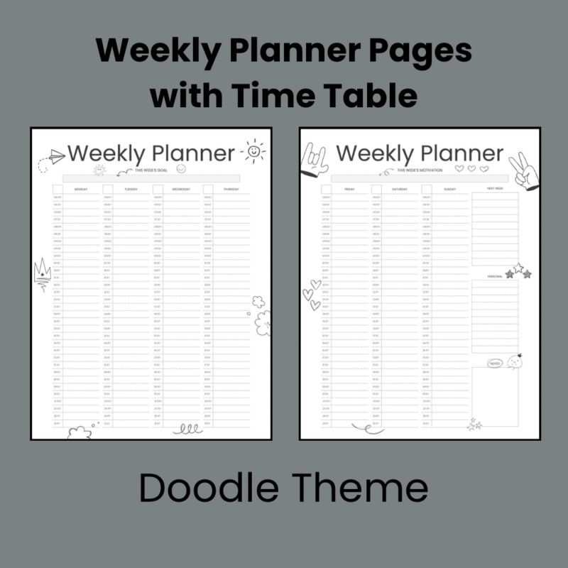 2024-2025 Homeschool Planner Doodle Theme Minimalist Planner - Image 4