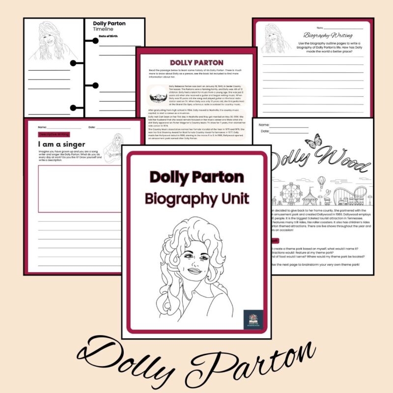 Dolly Parton Biography Unit Family Style Learning Printable Biographical Study Social Studies