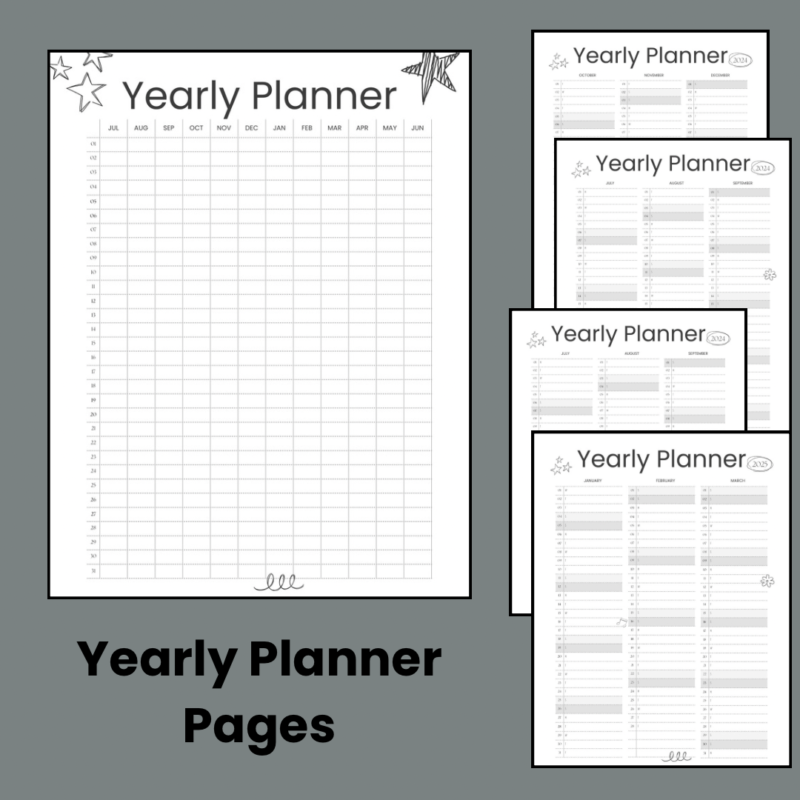 2024-2025 Homeschool Planner Doodle Theme Minimalist Planner - Image 3