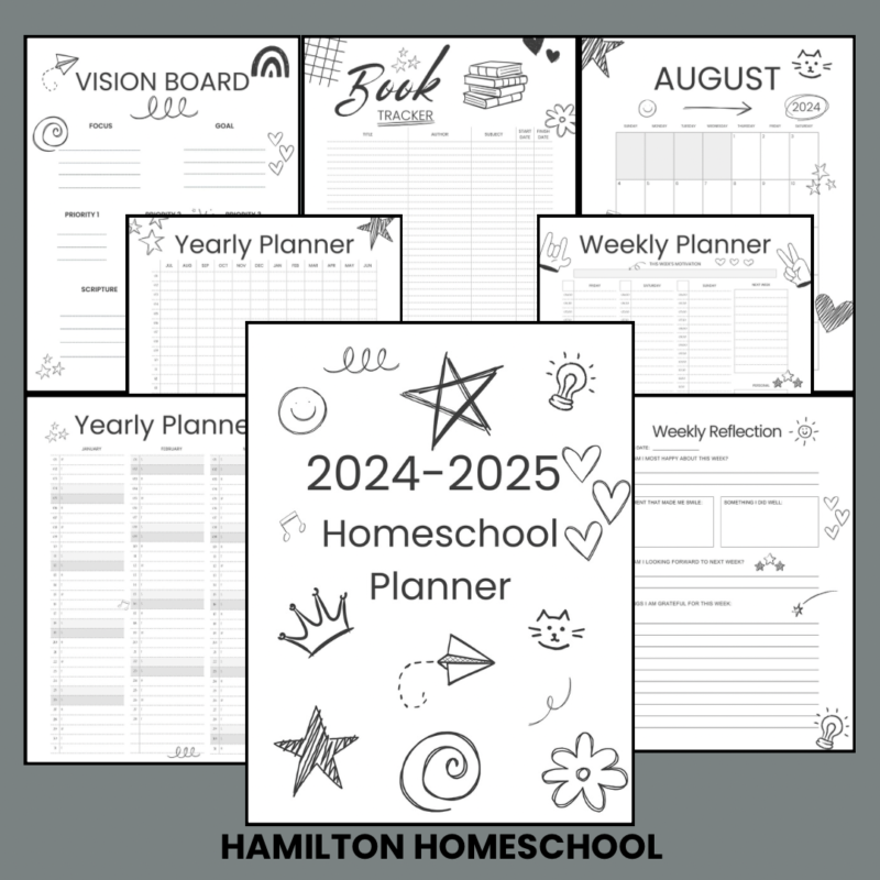 2024-2025 Homeschool Planner Doodle Theme Minimalist Planner