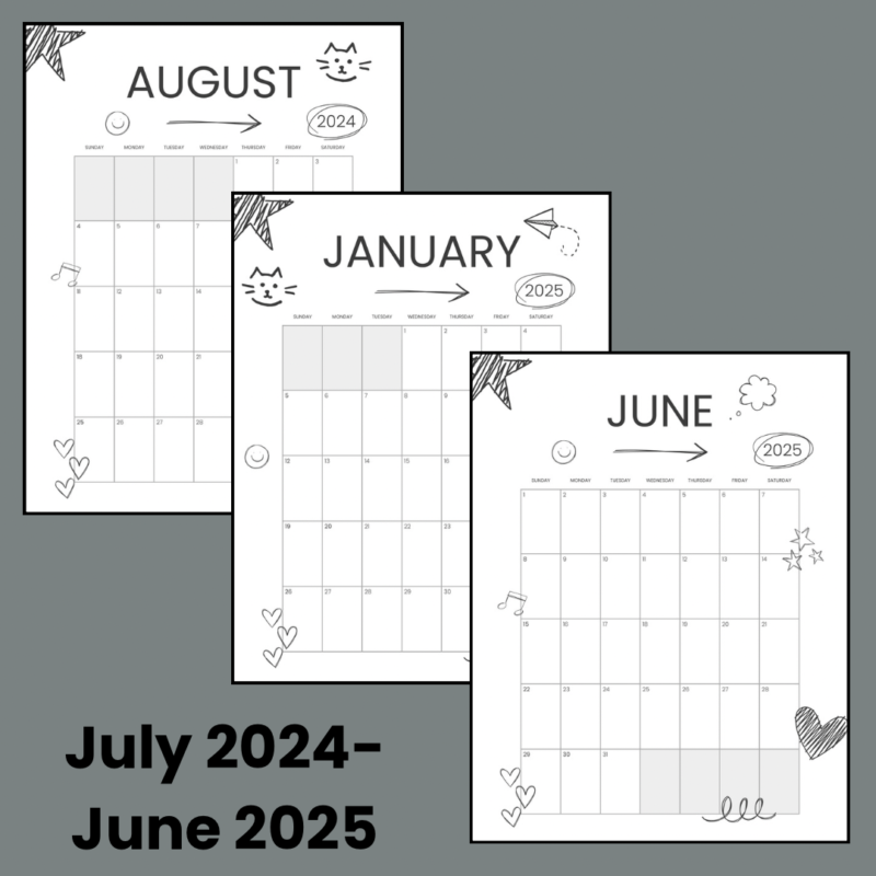 2024-2025 Homeschool Planner Doodle Theme Minimalist Planner - Image 5