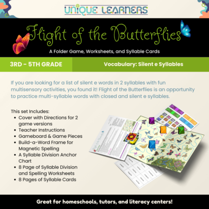 Flight of the Butterflies Vocabulary File Folder Game Description