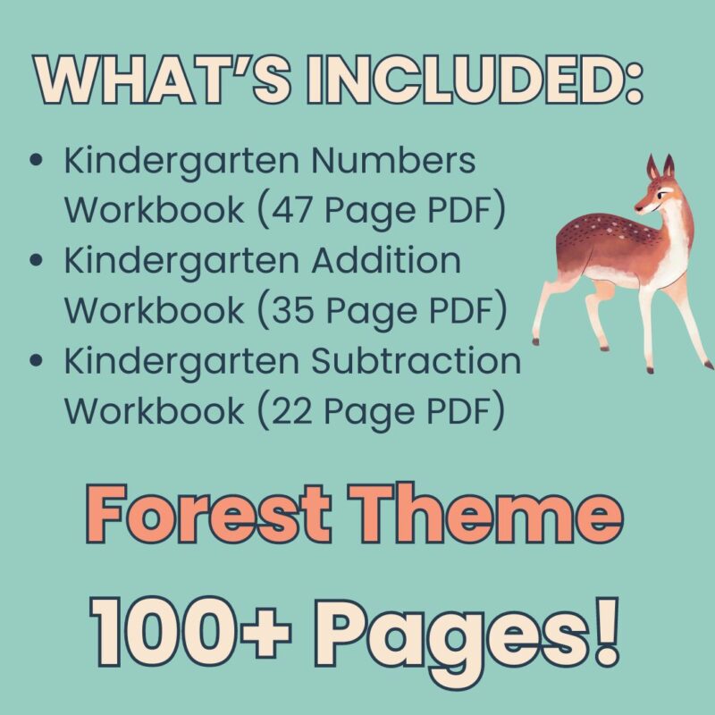 Forest Theme Kindergarten Math Workbook Bundle Numbers, Addition and Subtraction - Image 2