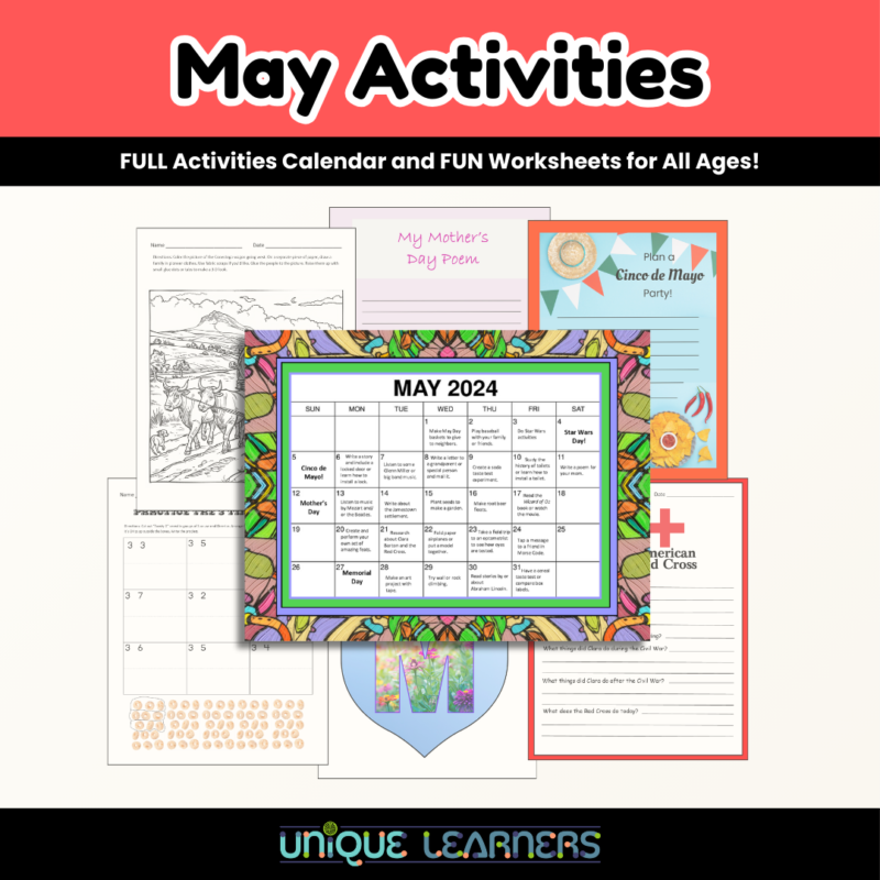 May Activities Calendar Pack