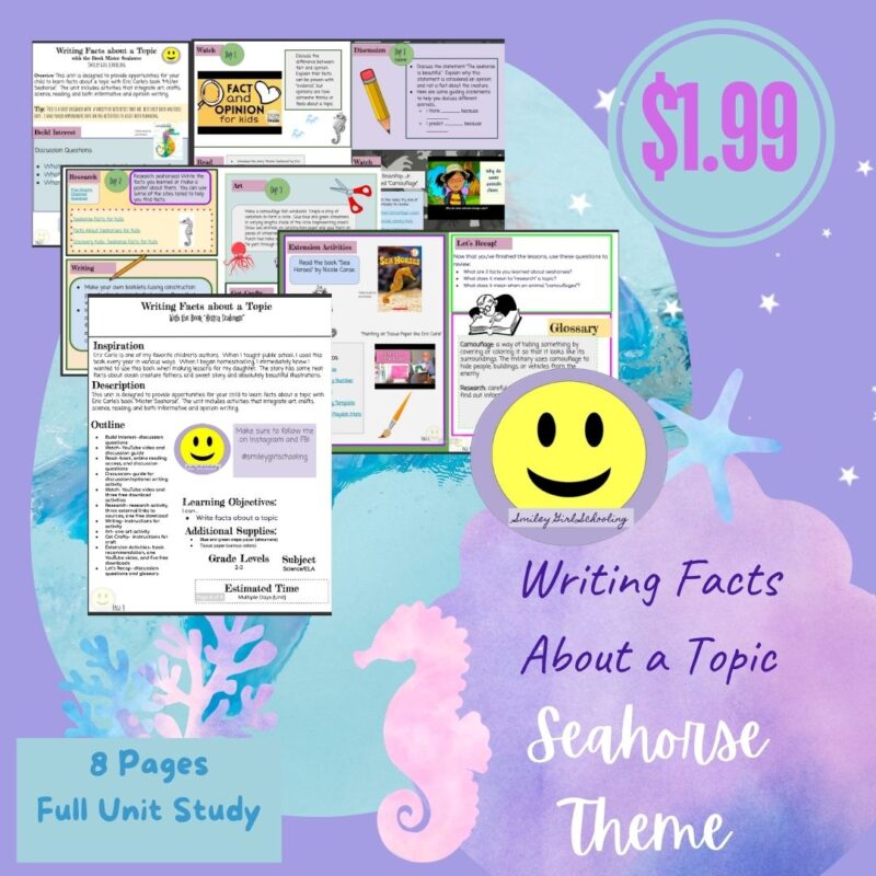 Writing Facts About a Topic with Mister Seahorse