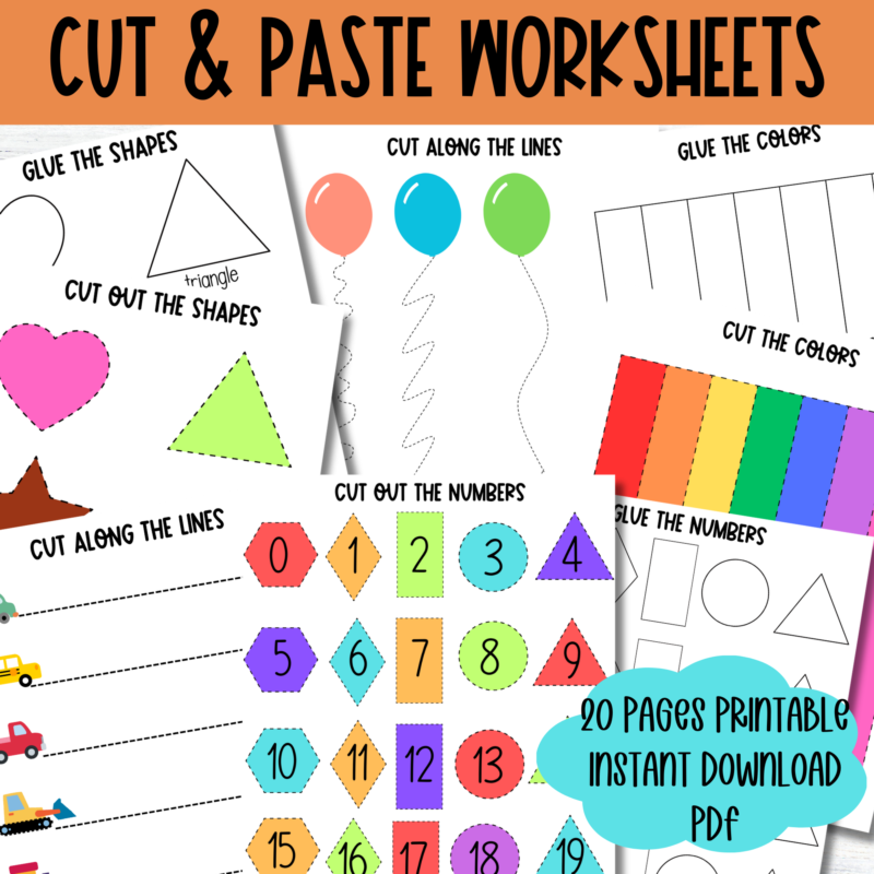 Cut and Paste Practice Worksheets