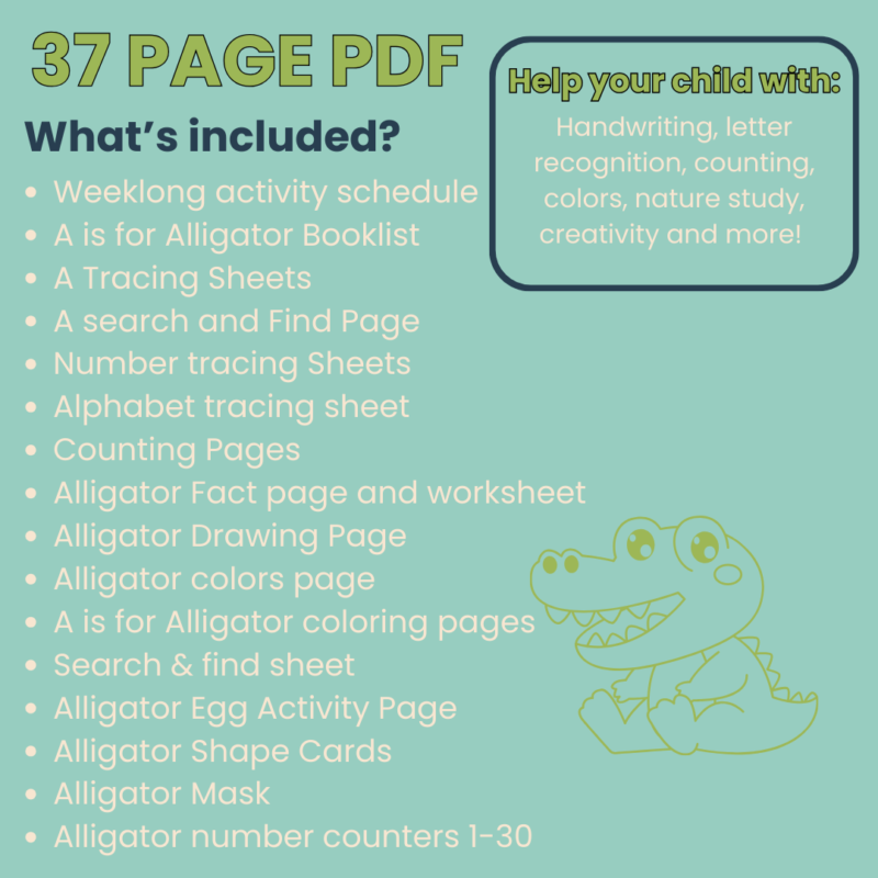 Alligator Preschool Activity Pack A is for Alligator Letter A Week Lessons - Image 5