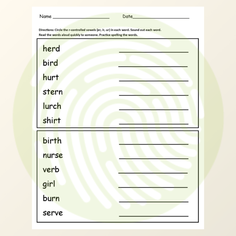 Chubby Monkey | R-controlled Vowels er, ir, ur Folder Game and Spelling Worksheets - Image 4