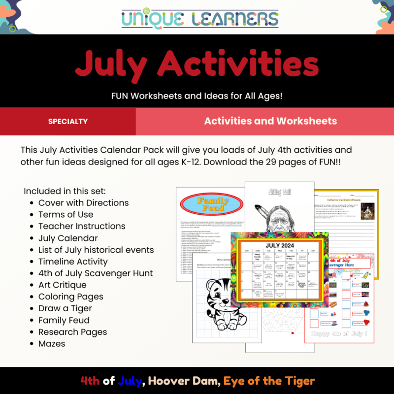 July Activities Calendar Pack - Image 2