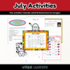 July Activities calendar