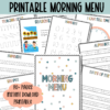 Morning Menu Kindergarten Morning Work