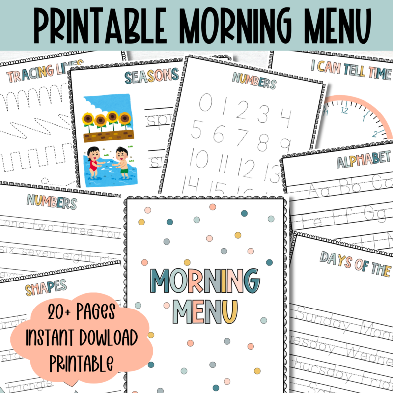 Morning Menu Kindergarten Morning Work